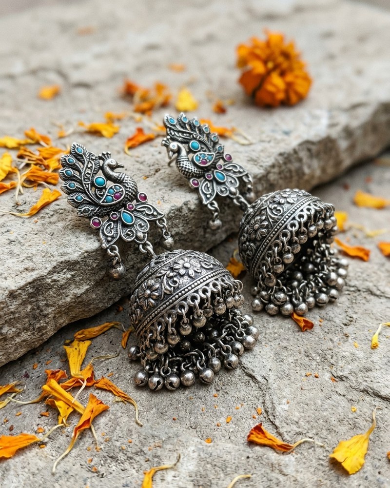 Tribal Sun Oxidised Choker & Earring Set thumb 2